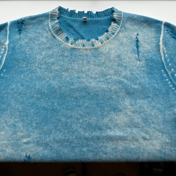R13 Faded Cashmere Crewneck Sweater baby blue...like new - Picture 3 of 12